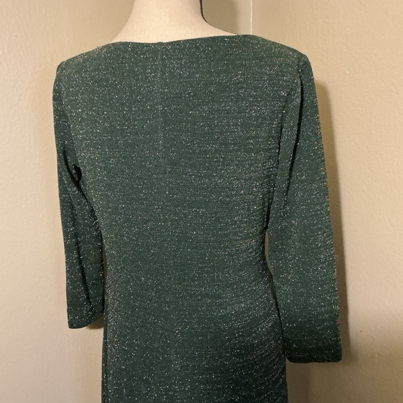 Donna Morgan Sparkling Green Long Sleeve Dress - Picture 2 of 6